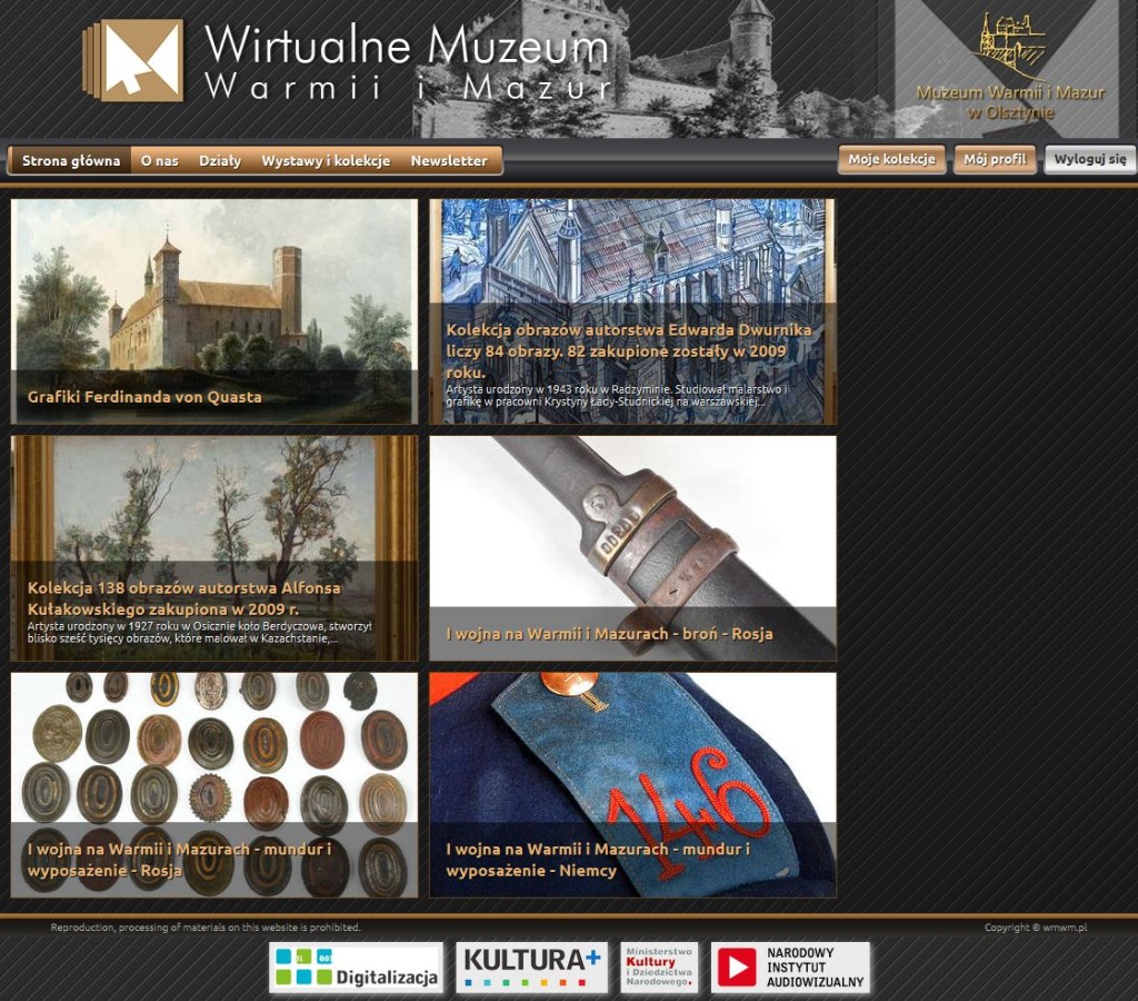 Virtuelles Museum Ermland-Masuren,WirtualneMuzeum Warmii Mazur, Screenshot